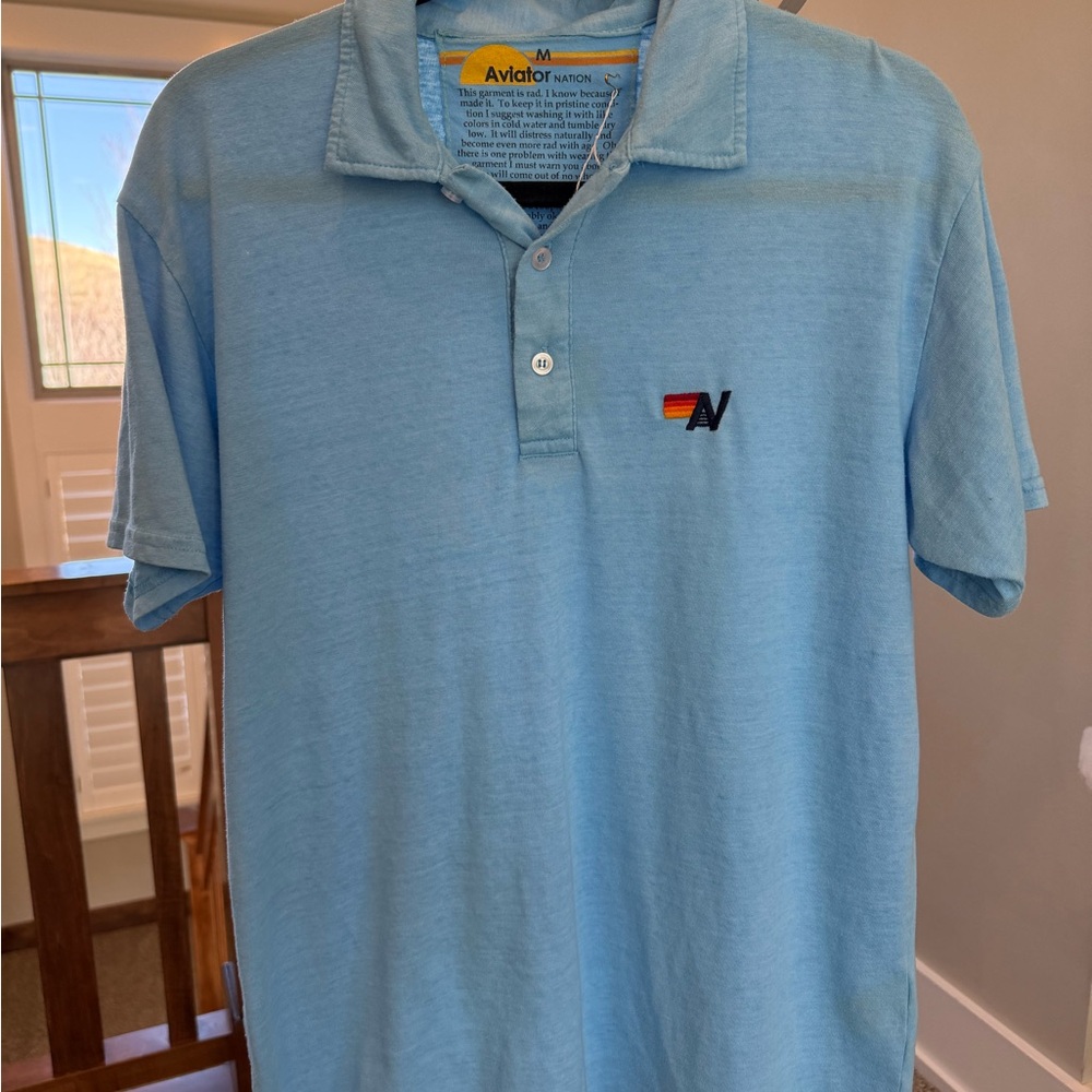 Aviator Nation Sky Blue Polo Shirt
